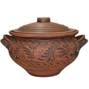 Waza 4,5 litra z uchwytami Dekorowana, czerwona glina
