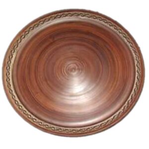 Spodek 320 mm. Angoba, Trypole, czerwona glina
