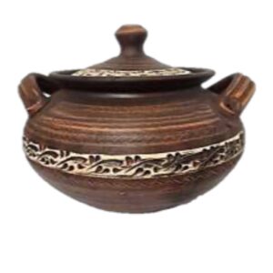 Kasznik ceramiczny 2,5 litra, z uchwytami, angoba, czerwona glina