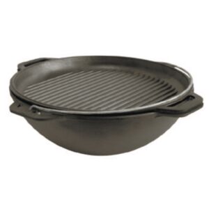 Azjatycki kociołek żeliwny z pokrywką-patelnią grill